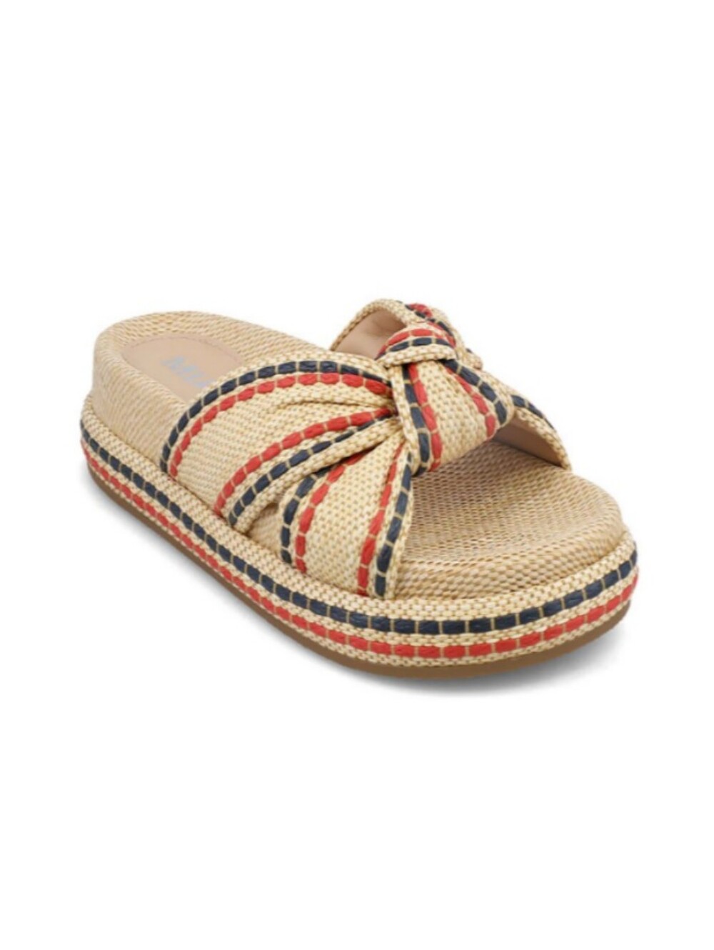 MIA | Giade Raffia Slip-On Sandals, Red & Navy Trim